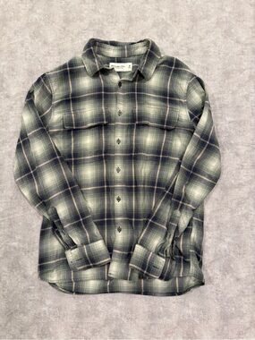 Abercrombie & Fitch Green and Navy Plaid Button-Down Shirt